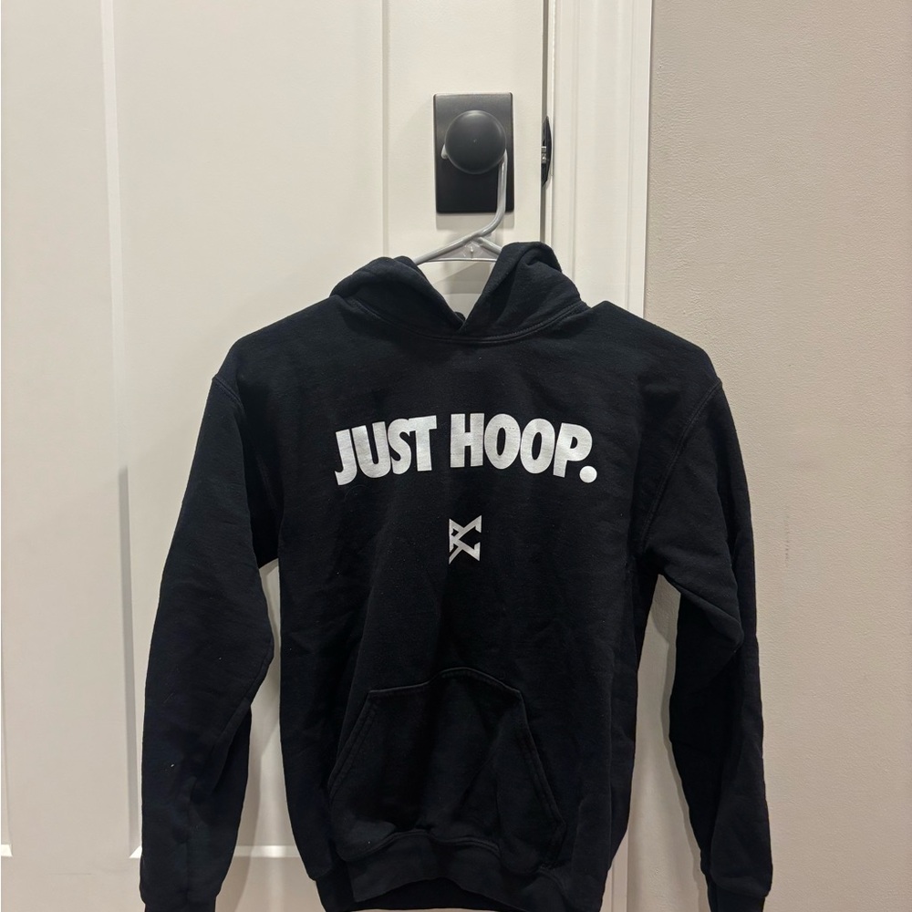 Black Just Hoop Cotton Blend Hoodie